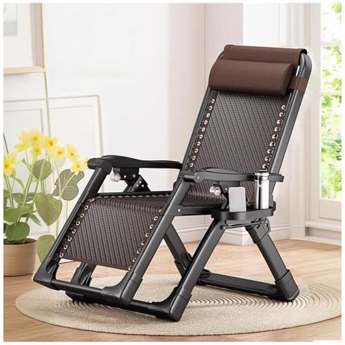 NMVAWIPT Verstellbarer Terrassen-Loungesessel for Den Außenbereich, Klappbarer Liegestuhl Aus PE-Rattan Mit Kopfstütze Und Seitenablage, for Garten, Hinterhof Und Innenbereich von NMVAWIPT