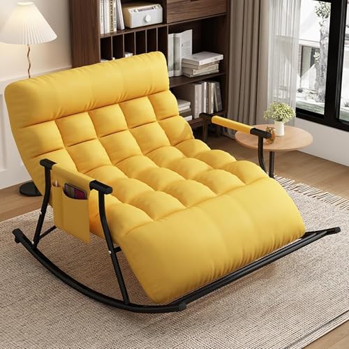 NMVAWIPT Wohnzimmer Moderner Doppelschlafzimmer-Schaukelstuhl Mit Liege-Seitentaschen, Verstellbarer Rückenlehne, Beinstütze, Freizeitcouch(#4,Black Pipe) von NMVAWIPT