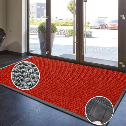 Randverstärkung Rutschfeste Schmutzfangmatte | Innen/Außen Eingangstür Fußmatte | Sicherheits Matte Küchenteppich | Langlebige Teppichboden | Fußabtreter Geeignet Haus-Eingang ( Color : Red , Size : 6 von NMVAWIPT