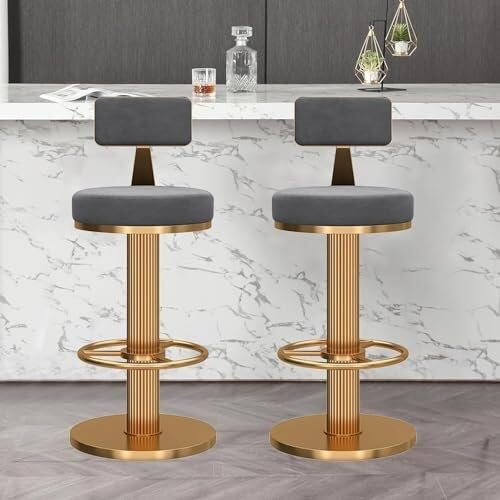 Set Mit 2 Verstellbaren, Drehbaren Frühstücksbarstühlen, Robusten Barhockern Niedriger Rückenlehne Und Fußstütze for Kücheninsel Oder Esszimmer(Gray,45-60cm(17.7-23.6'')) von NMVAWIPT