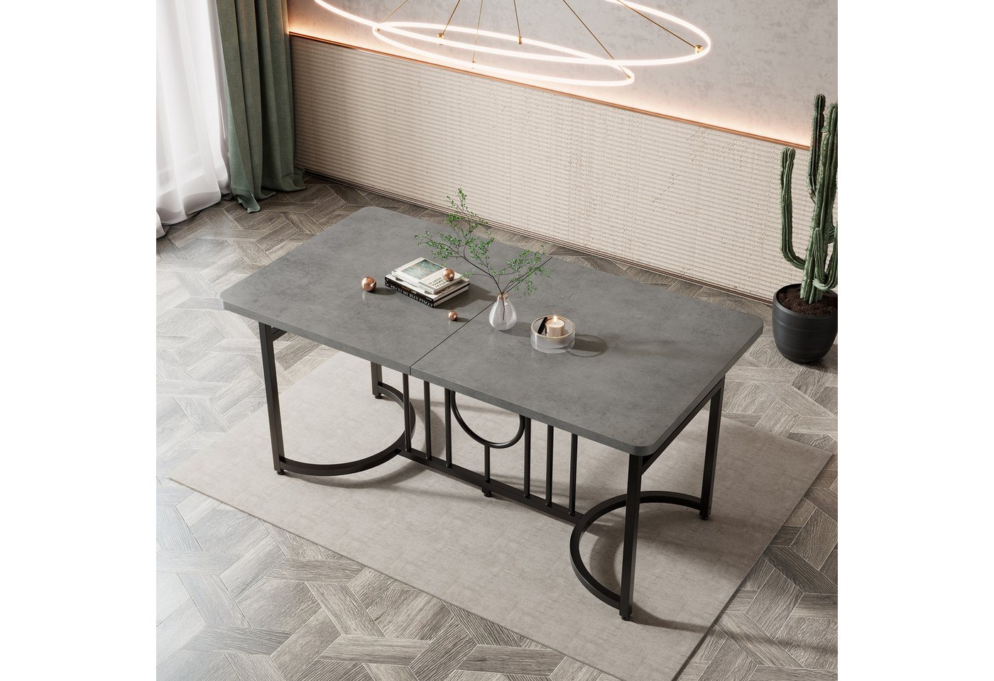 NMonet Esstisch Küchentisch, Schreibtisch in Betonoptik, Moderner minimalistischer, 158x76x75 cm von NMonet