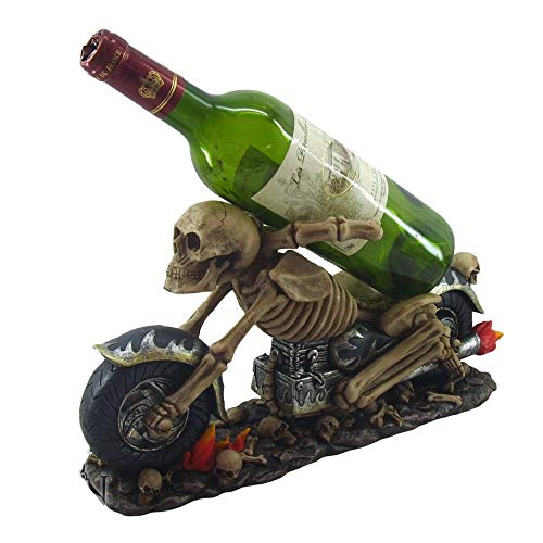NN Weinflaschenhalter Skelett Biker Rocker Skull Gothic Halloween Weinkeller Tischdeko von NN