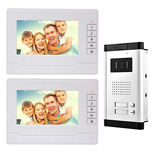 NN99 Video-Türsprechanlage Türklingel Intercom System Kit 7 Zoll Clear Display IR Nachtsicht Kamera Türklingel 2 Monitore für Home/Apartments von NN99