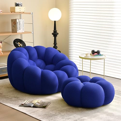 NNBDEY Lazy Sofa, bequemer Sitzsack, Sofasessel mit Ottomane, Sitzsack, Hochdruckschwamm, Moderne Stühle für Wohnzimmer und Schlafzimmer (Farbe: Orange) (Blau, Einheitsgröße) von NNBDEY