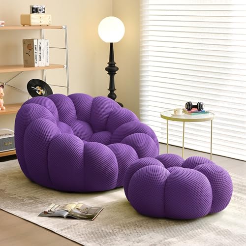NNBDEY Lazy Sofa Sitzsack-Sofa, gepolsterte Couch mit Fußschemel, mit Memory-Schwamm gefüllte Sitzsack-Couch für Wohnzimmer, Schlafzimmer, Wohnung (Farbe: Orange) (Lila Einheitsgröße) von NNBDEY