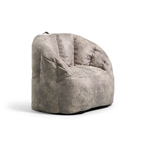 NNBDEY Plüschiger und bequemer Sitzsack aus grauem Fell – übergroße runde Sitzgelegenheit für das Wohnzimmer – weicher und Flauschiger Bezug für das Schlafsofa. von NNBDEY