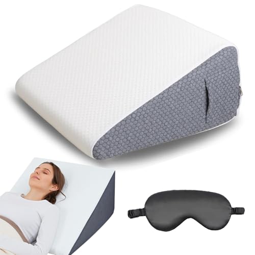 2026 Upgrade Hiquo Wedge Pillow + 100% Silk Sleep Mask, Adjustable Bed Wedge Pillows for Headboard, Wedge Pillows Set for After Surgery, Acid Reflux Relief, Back Pain Relief (Without Neck Pillow) von NNBWLMAEE