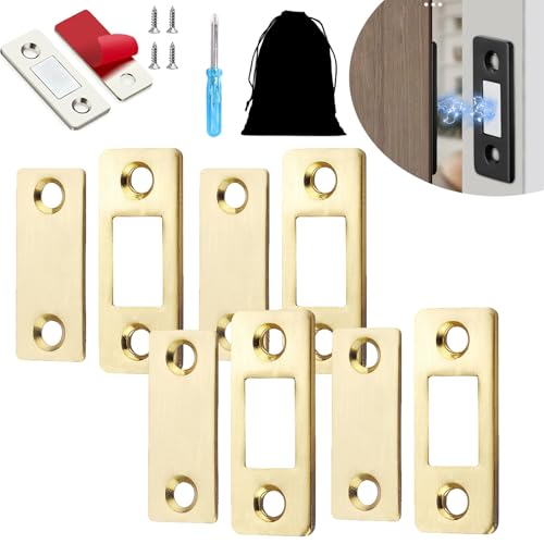 Flowarmth Ultra Thin Invisible Cabinet Door Magnets, Ultra Thin Magnetic Door Buckle, Stainless Steel Magnetic Door Catch Cabinet, Punch and Paste Double Choice (Gold,4PCS) von NNBWLMAEE