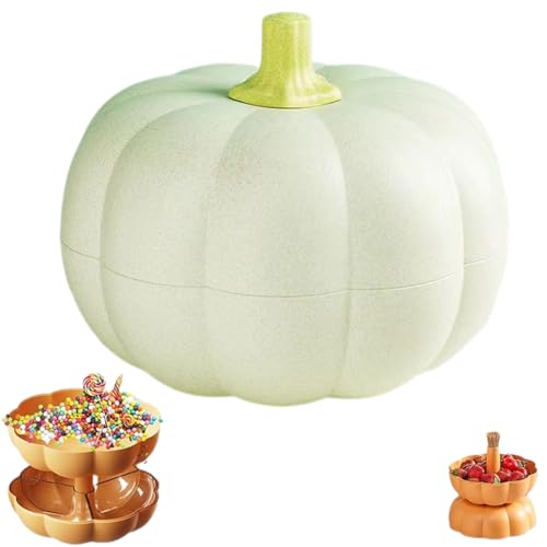 NNBWLMAEE Halloween Pumpkin Snack Tray with Lid, Pumpkin Tray Holder, Pumpkins Shape Snack Bowl, Decorative Pumpkin Bowl with Lid, for Storing Snacks, Fruits, Sweets (Green) von NNBWLMAEE