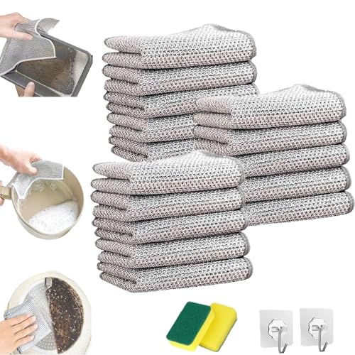 NNBWLMAEE Probablei Multipurpose Wire Miracle Cleaning Cloths, Probable Cleaning Cloth, Non-Scratch Scrubbing Pads, Wire Dishwashing Rag for Dishes, Sinks, Counters (15pcs) von NNBWLMAEE