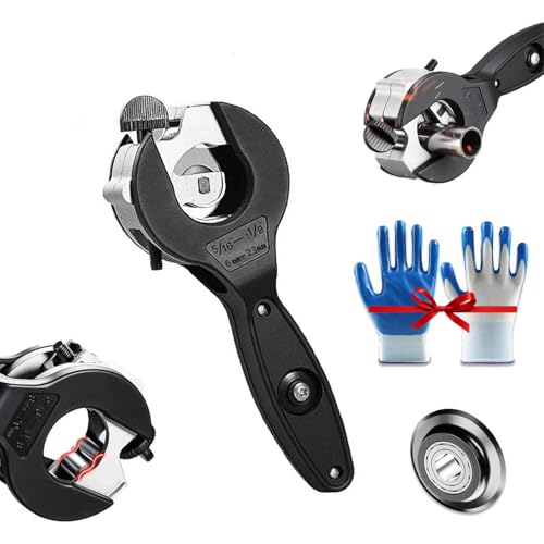 Ratschen Rohrschneider, 2025 Upgrade Einhand Schnell Rohrschneide Werkzeug, Verstellbarer Leichter Hand Rohrschneider, Für Kupfer, PVC, Aluminium, PPR Rohre Mit Ersatzklinge (0.23-0.9 in) von NNBWLMAEE