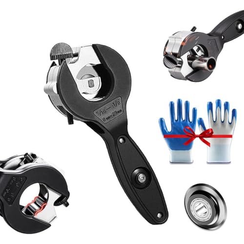 Ratschen Rohrschneider, 2025 Upgrade Einhand Schnell Rohrschneide Werkzeug, Verstellbarer Leichter Hand Rohrschneider, Für Kupfer, PVC, Aluminium, PPR Rohre Mit Ersatzklinge (0.31-1.14 in) von NNBWLMAEE