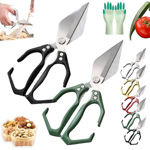Seattleget Multifunctional Heavy-Duty Kitchen Shears, 2 in 1 Kitchen Scissors All Purpose with Walnut Cracker, Ergonomic Handle, for Chicken, Meat, Seafood Cutting (2pcs-3) von NNBWLMAEE
