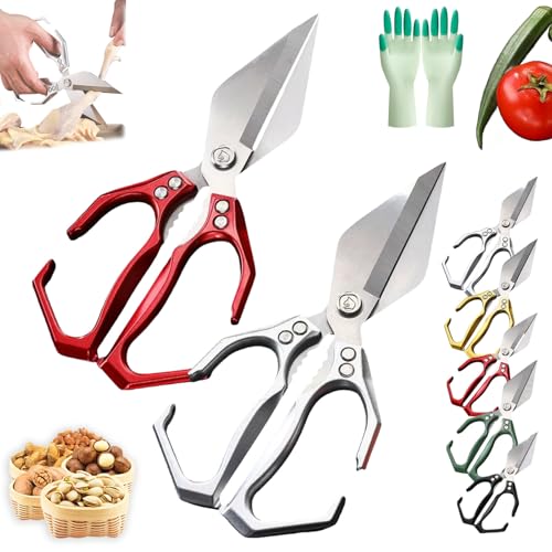 Seattleget Multifunctional Heavy-Duty Kitchen Shears, 2 in 1 Kitchen Scissors All Purpose with Walnut Cracker, Ergonomic Handle, for Chicken, Meat, Seafood Cutting (2pcs-5) von NNBWLMAEE