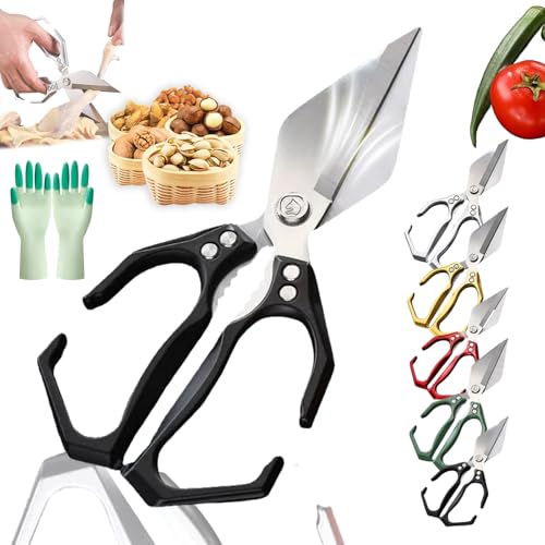 Seattleget Multifunctional Heavy-Duty Kitchen Shears, 2 in 1 Kitchen Scissors All Purpose with Walnut Cracker, Ergonomic Handle, for Chicken, Meat, Seafood Cutting (Black) von NNBWLMAEE