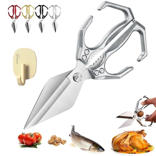 Seattleget Multifunctional Heavy-Duty Kitchen Shears, 2 in 1 Kitchen Scissors All Purpose with Walnut Cracker, Japanese Cooking Shearss for Food, Ergonomic Handle for Cutting Meat (A) von NNBWLMAEE