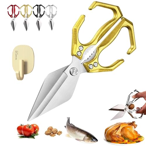 Seattleget Multifunctional Heavy-Duty Kitchen Shears, 2 in 1 Kitchen Scissors All Purpose with Walnut Cracker, Japanese Cooking Shearss for Food, Ergonomic Handle for Cutting Meat (D) von NNBWLMAEE