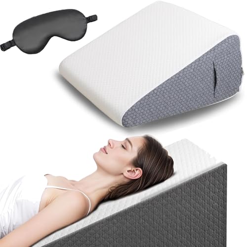 The Hiquo Wedge Pillow with 100% Silk Sleep Mask, Bed Wedge Pillows for Headboard, Adjustable Wedge Pillows Set for After Surgery, Acid Reflux Relief, Sleeping, Back Pain Relief (Without Neck Pillow) von NNBWLMAEE