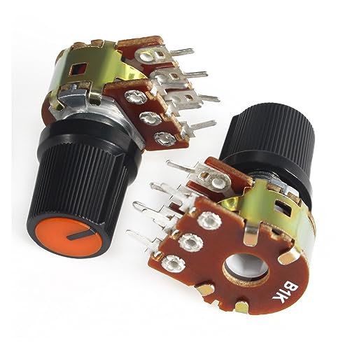5 Set WH148 Linearpotentiometer 1K 2K 5K 10K 20K 50K 100K 250K 1M Potentiometer-Kit 15 mm 6-polig mit orangefarbener AG3-Knopfkappe(500K Ohm) von NNDUCQOW