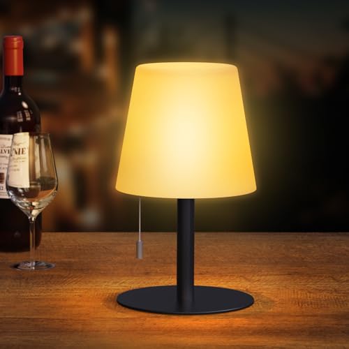 NNFREE-LIGHT Tischlampe Kabellos Dimmbare Warmweiß 3000K + RGB mit Fernbedienung Led Akku Tischleuchte Wasserdicht IP44 Led Tischlampe für Garten Schlafzimmer Restaurant Balkon Hotel Esstisch 1Stück von NNFREE-LIGHT