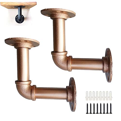 2 Rohr-Regalhalterungen, industrielle Regalhalterung, Wandmontage, schwebende Regale, Sanitärrohrregal, Bücherregal, Wandmontage, Vintage-Regal, mit Schrauben, für Bücherregal zu Hause (Roségold, 12 x 2 Rohr-Regalhalterungen, industrielle Regalhalterung, Wandmontage, schwebende Regale, Sanitärrohrregal, Bücherregal, Wandmontage, Vintage-Regal, mit Schrauben, für Bücherregal zu Hause (Roségold, 12 x von NNJFEJFJGMGRU