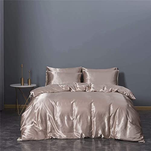 3-teiliges Bettbezug-Set aus Seidenimitat, einfarbig, Sommer, kühles Schlafen, Bettdecke, 2 Kissenbezüge, glatt, luxuriöser Qulit-Bezug, Kingsize, Schwarz (Champagner-King-Size-Bett 3-teiliges Bettbezug-Set aus Seidenimitat, einfarbig, Sommer, kühles Schlafen, Bettdecke, 2 Kissenbezüge, glatt, luxuriöser Qulit-Bezug, Kingsize, Schwarz (Champagner-King-Size-Bett von NNJFEJFJGMGRU