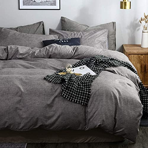 3-teiliges strukturiertes Bettwäsche-Set für Queen-Size-Bett, ultraweich und pflegeleicht, einfacher Stil, Bettwäsche-Set (Full Aprikose) (Blau / Grau Full) (Hellgrün Twin) (Hellgraues Doppelbett) von NNJFEJFJGMGRU