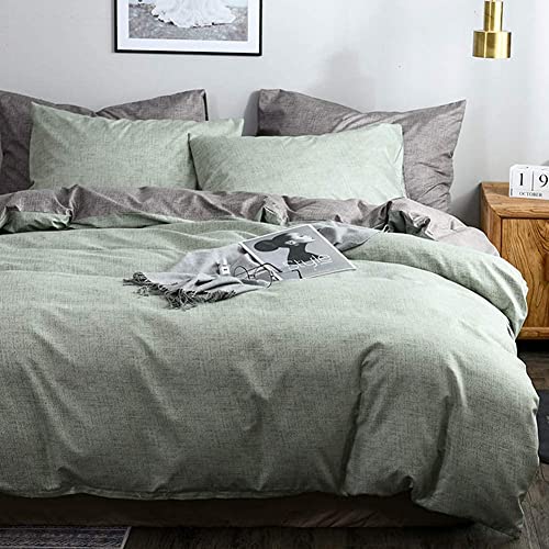 3-teiliges strukturiertes Bettwäsche-Set für Queen-Size-Bett, ultraweich und pflegeleicht, einfacher Stil, Bettwäsche-Set (Full Aprikose) (Blau / Grau Full) (Hellgrün Twin) (Hellgrünes Queen-Size-Bett von NNJFEJFJGMGRU