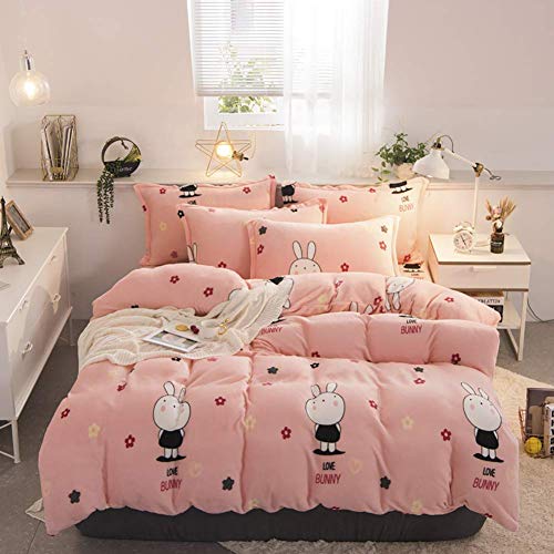 Bedrucktes Flanell-Bettwäsche-Set für den Winter, keine statischen Bänder, warm, 4-teilig, für Studenten, Queen-B, Queen-Size-Bett (A Full) (E-King) (E-King) von NNJFEJFJGMGRU