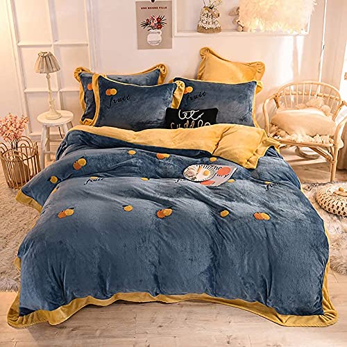 Bettwäsche-Sets für Doppelbett, Korallen-Fleece, 4-teilig, Flanell-Bettwäsche-Set, Flanell und Korallen-Fleece (G King) (I King) (A King) von NNJFEJFJGMGRU