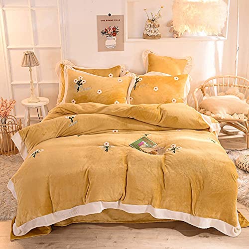 Bettwäsche-Sets für Doppelbett, Korallen-Fleece, 4-teilig, Flanell-Bettwäsche-Set, Flanell und Korallen-Fleece (G King) (I King) (C-King) von NNJFEJFJGMGRU