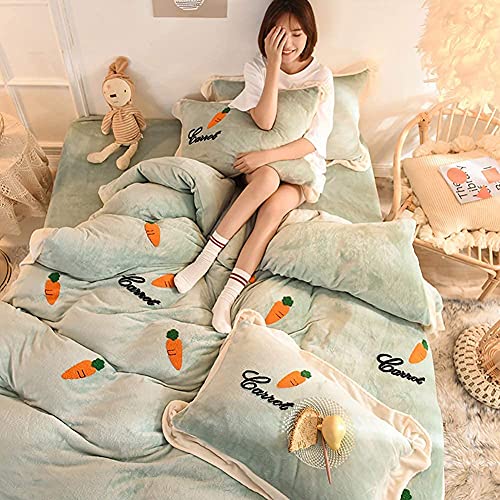 Bettwäsche-Sets für Doppelbett, Korallen-Fleece, 4-teilig, Flanell-Bettwäsche-Set, Flanell und Korallen-Fleece (G King) (I King) (G Queen) von NNJFEJFJGMGRU