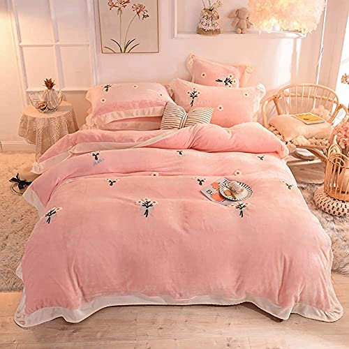 Bettwäsche-Sets für Doppelbett, Korallen-Fleece, 4-teilig, Flanell-Bettwäsche-Set, Flanell und Korallen-Fleece (G King) (I King) (I King) von NNJFEJFJGMGRU
