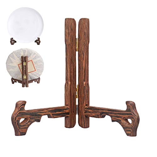 Holzständer, klappbarer Präsentationstellerständer, Staffeleihalter, mit Messingscharnieren, für Heimdekoration, Tische, Display-Bilder, Hühnerflügel, Holz (15 cm) (transparent, 17,5 cm) von NNJFEJFJGMGRU