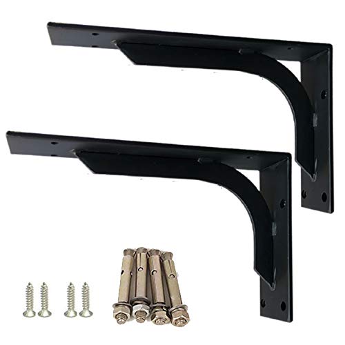 Schwarze robuste Regalhalterungen, industrielle Metall-Wandregalhalterungen, Wandregalhalterungen, schwebende Strebe, Gusseisen-Regalhalterung, Eckstrebe, Dreieck-Design, mit Schraube (15 cm) von NNJFEJFJGMGRU