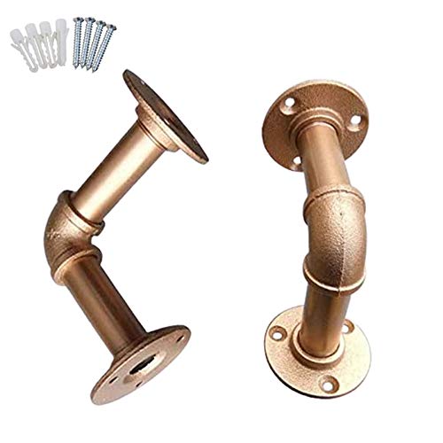 Wandmontierte schwebende Regale, Wasserrohr-Regalhalterungen, 90 Grad Wandmontage, industrielle Metall-Stützstütze, 2 Stück (Roségold, 12 x 12 cm) von NNJFEJFJGMGRU