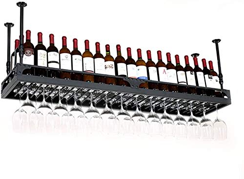 Weinregal, Eisen, Schwarz/Bronze, umgekehrter Weinbecherhalter, Becherhalter und 2 Größen 0JJ01 (Farbe: Schwarz, Größe: 1203510 cm) (Schwarz 100 x 35 x 10 cm) von NNJFEJFJGMGRU