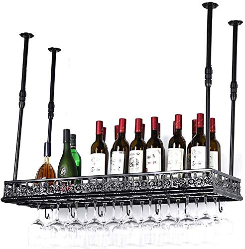 Weinregal, Schmiedeeisen, Material, Weinglashalter, Dekoration, hängendes Weinglasregal, kopfüber Weinregal, Wandbehang, Becherhalter, 2 Farben, 4 Größen (Schwarz, 60 x 31 cm) von NNJFEJFJGMGRU
