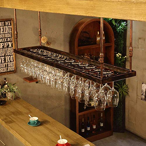 Weinregal, Schmiedeeisen, Material: Rotweinbecher, umgedreht, Weinglashalter, Ornament, hängender Getränkehalter, europäischer dekorativer Rahmen, 2 Farben, 4 Größen, 0JJ01 (Bronze, 60 x 35 cm) von NNJFEJFJGMGRU