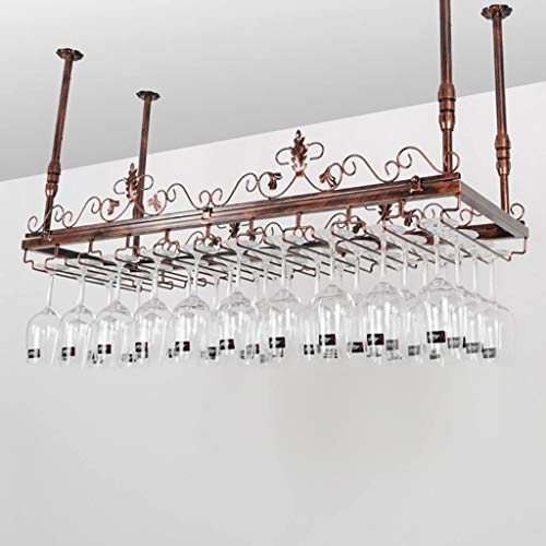 Weinregal, Schmiedeeisen, Schwarz/Bronze, Aufhänger, verstellbar, schwer, kann eine Vielzahl von Tassen aufhängen, europäische Blumenform, 100 cm, 10 Schlitze, zum Aufhängen 40 Tassen 120 cm, 12 von NNJFEJFJGMGRU