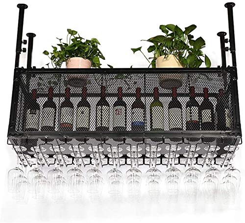 Weinregal, Schmiedeeisen, umgedreht, Weinglashalter, kreatives Kelchregal, zum Aufhängen, doppelte Tasse, schwarz, 4 Größen 0JJ01 (Farbe: Schwarz, Größe: 120 x 35 cm) (schwarz, 60 x 35 cm) von NNJFEJFJGMGRU