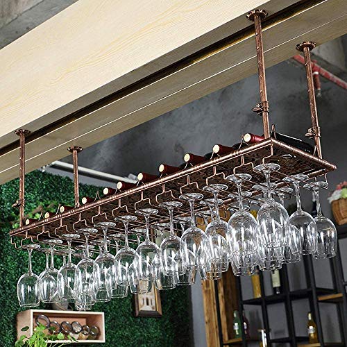 Weinregal, Schmiedeeisen, zum Aufhängen, Wandmontage, Kelchregal, kreativer hängender Getränkehalter, Bar, Dekoration, Rahmen, 2 Farben, 4 Größen (Farbe: Schwarz, Größe: 120 x 35 cm) (Bronze 60 x 35 von NNJFEJFJGMGRU