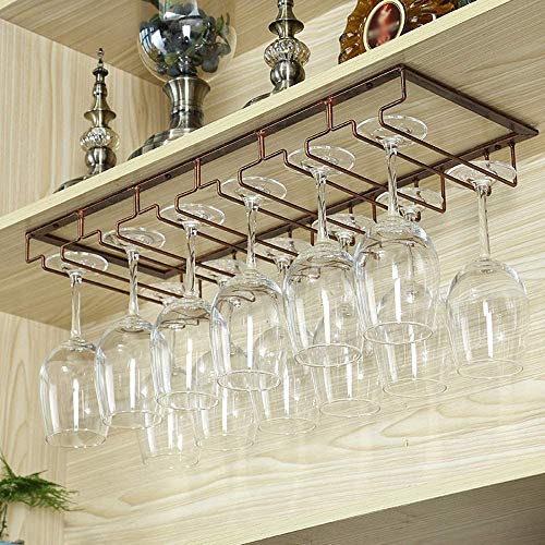 Weinregal, massives Schmiedeeisen, hängend, Getränkehalter, Rotwein-Becherhalter, Weinschrank, kopfüber Regal, Kelch, 3 Farben, 6 Größen, 0JJ01 (Farbe: Weiß, Größe: 80 x 22,5 cm) (Bronze 60 x 22,5 cm) von NNJFEJFJGMGRU
