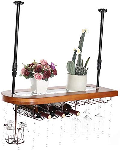 Weinregal Massivholz/Schmiedeeisen/Kristallkastanie/Holzkohle geröstete Kastanie/schwarze Walnuss/Bronze Hänge-Flasche Weinglas (Farbe: Bronze, Größe: 10028 cm) (Kastanie 100 x 28 cm) von NNJFEJFJGMGRU