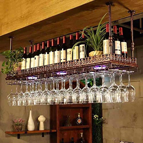 Weinregal Weinregale – einfacher Stil, Eisen, hängendes Weinglasregal, Deckendekoration, Regal für Bars, Restaurants, Küchen [2 Farben, 4 Größen] 0JJ01 (Farbe: Schwarz, Größe: 100 x 35 cm) (Bronze 80 von NNJFEJFJGMGRU