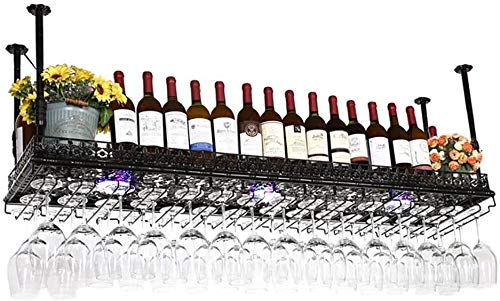 Weinregal Weinregale – einfacher Stil, Eisen, hängendes Weinglasregal, Deckendekoration, Regal für Bars, Restaurants, Küchen [2 Farben, 4 Größen] 0JJ01 (Farbe: Schwarz, Größe: 100 x 35 cm) (Schwarz 80 von NNJFEJFJGMGRU