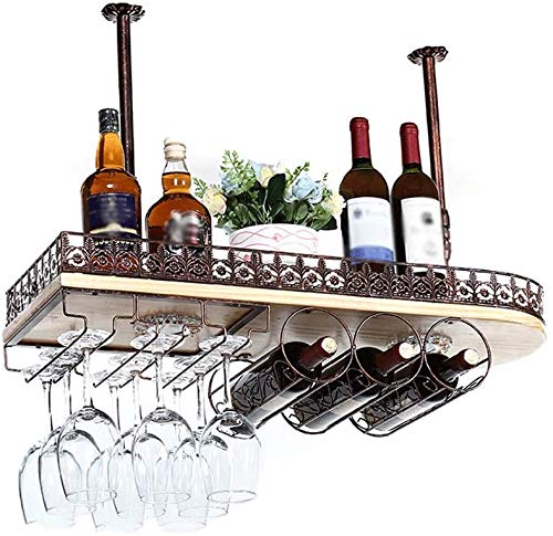 Weinregal aus Holz zum Aufhängen Weinglashalter Weinregal Bar Dekorationsrahmen mit hellem amerikanischem Retro-Weinschrank, 3 Farben, 3 Größen 0JJ01 (Farbe: Weiß, Größe: 60 x 28 cm) (Bronze 60 x 28 von NNJFEJFJGMGRU