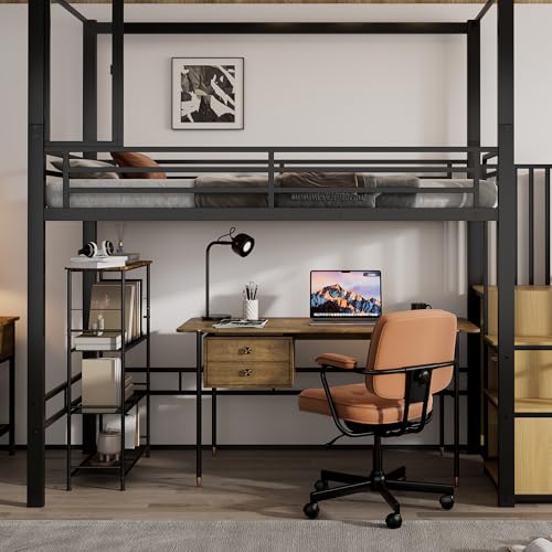 Hochbett, Eisenbett, Eisen + MDF, Treppe mit Einer Garderobe und Ablagefächern, Acrylplatte Fenster mit magnetischer Anziehungskraft, freie Gestaltung der unteren Etage, Schwar+ Natur Hochbett, Eisenbett, Eisen + MDF, Treppe mit Einer Garderobe und Ablagefächern, Acrylplatte Fenster mit magnetischer Anziehungskraft, freie Gestaltung der unteren Etage, Schwar+ Natur von NNJN
