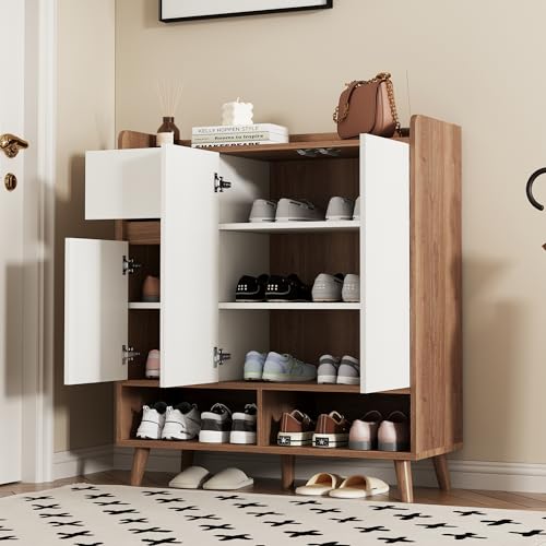 NNJN Kommode/Sideboard/Schuhschrank mit verstellbaren Einlegeböden – Minimalistischer Home Organizer mit Massivholzbeinen – Maße: H99 cm x B90 cm x T35 cm NNJN Kommode/Sideboard/Schuhschrank mit verstellbaren Einlegeböden – Minimalistischer Home Organizer mit Massivholzbeinen – Maße: H99 cm x B90 cm x T35 cm von NNJN