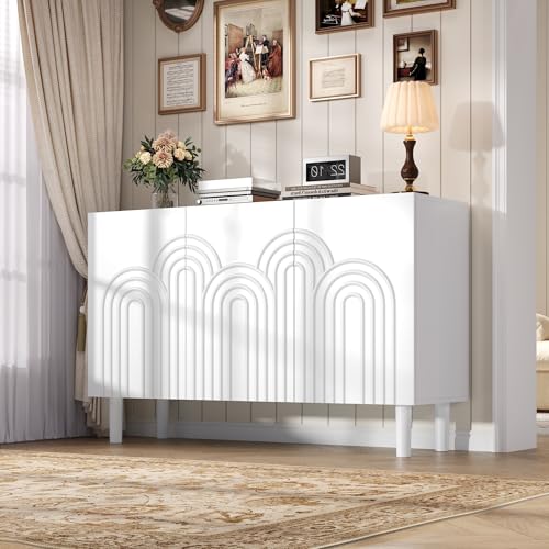 NNJN Sideboard,Wohnzimmerschrank mit 3 Türen,Schränke mit großem Stauraum,Kommode für das Schlafzimmer und Wohnzimmer,Verstellbarer Trennwandschrank,Weiß, MDF, mit 16cm Tischfuß 120 * 38,5 * 79cm NNJN Sideboard,Wohnzimmerschrank mit 3 Türen,Schränke mit großem Stauraum,Kommode für das Schlafzimmer und Wohnzimmer,Verstellbarer Trennwandschrank,Weiß, MDF, mit 16cm Tischfuß 120 * 38,5 * 79cm von NNJN